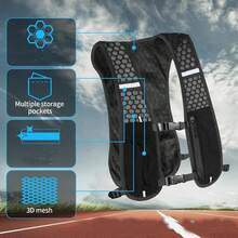 500ml Soft Water Bottle Running Vest, Lightweight Breathable Running Backpack, Unisex, Suitable For Trail Running, Cycling, Hiking, Adjustable Straps, Multi-Functional Pockets - Backpack + Water Bottle - View 3