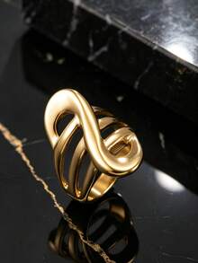 1pc Fashion Stainless Steel Men's Musical Note Ring, Suitable For Men's Daily Wear And Holiday Accessory - Gold - View 4
