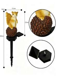 1pc Resin Pine Cone Squirrel Solar Ground Light, LED Garden Stake Light, Waterproof Outdoor Landscape Decorative Light, Suitable For Lawn, Yard, Patio, Backyard Decoration - Multicolor - View 7