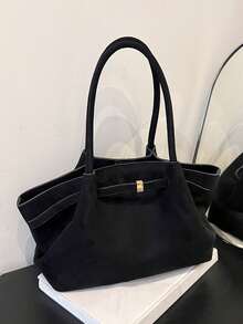 Nicekee Simple And High-End Shoulder Tote Bag With Exquisite Square Buckle Decoration, Suitable For Commuting To Work, Daily Shopping And Travel - Black - View 10
