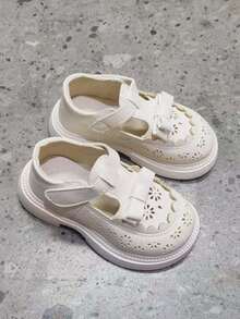 1 Paar Mädchen Mode Flache Slip-On Lederschuhe, Kleinkindschuhe, rutschfeste weiche Sohle Baby Lauflernschuhe, Mary Jane Schuhe, Outdoor Strand/Reise/Gehschuhe, geeignet für Frühling, Sommer, Herbst - Weiss - Übersicht 1