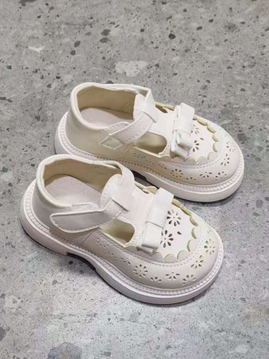 1 Paar Mädchen Mode Flache Slip-On Lederschuhe, Kleinkindschuhe, rutschfeste weiche Sohle Baby Lauflernschuhe, Mary Jane Schuhe, Outdoor Strand/Reise/Gehschuhe, geeignet für Frühling, Sommer, Herbst - Weiss - Übersicht 1