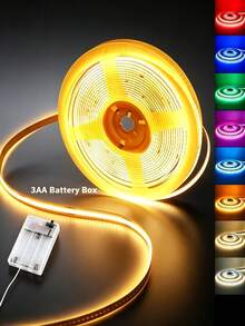 3AA Battery Box COB LED Light Strip, 5V 8mm, 320LEDs/M Warm White Natural White Flexible Battery Powered Light Strip, Bedroom TV Backlight COB Light Strip - Battery Box - View 2