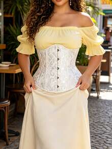 Women's Plus Size Classic Court Style Jacquard Tummy Control Waist Cincher Corset Waist Belt Halloween Costume Cosplay - Multicolor - View 5