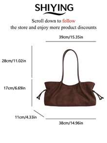 1pc Solid Color Suede New Women's Backpack, One Shoulder Bag, Fashionable Large Capacity Tote Bag, Suitable For Commuting, Shopping, Dating - Multicolor - View 7