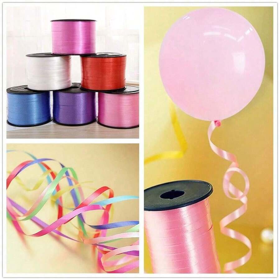 1 Roll Of Balloon String Plastic Ribbon Plain Colored Ribbon 100 Yards Balloon Strapping Tape Balloon Tie Rope Plastic Ribbon Christmas Gift Decoration Packaging Ribbon - Multicolor - View 1