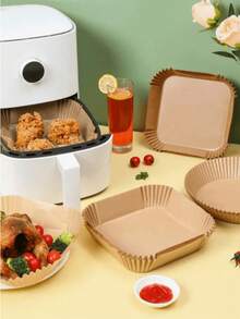 100pcs Square Oil-Absorbing Paper, Specially Designed For Air Fryers, Suitable For Home Use. This High-Temperature Resistant Silicone Paper Is Perfect For Ovens, Air Fryers And Other Appliances. - Multicolor - View 8