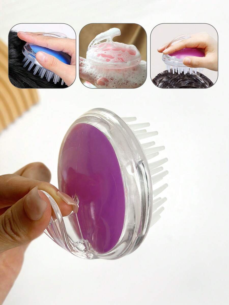 1PC Silicone Shampoo Brush, Scalp Massager And Hair Cleaning Brush For Shower And Bath, Head Body Relaxation Massage Comb, For Home Use And Daily Hair Care - Multicolor - View 1