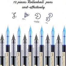5pcs/10pcs Black/Blue/Red 0.5mm Ultra-Fine Liquid Ink Neutral Pen Refill Set, Optional Pen Pouch, Office Exam Ballpoint Pen, Student School Supplies - Sets - View 4