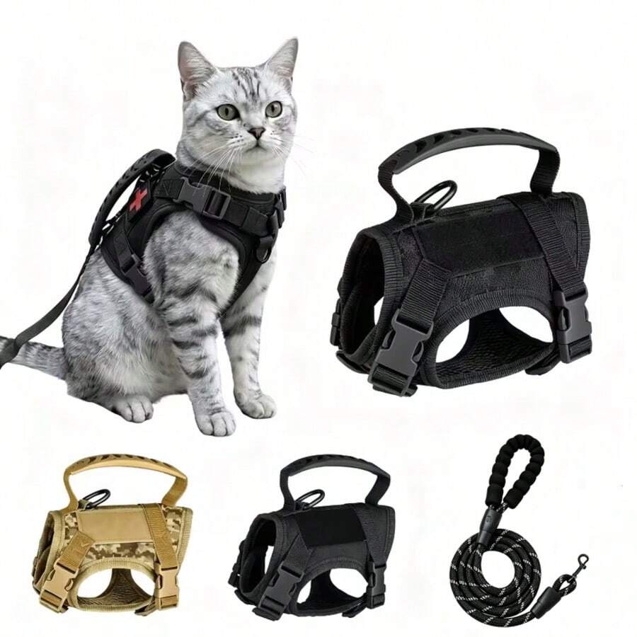Anti-Escape Black Breathable Pet Vest, Suitable For Small And Medium Dogs And Cats, For Outdoor Walking And Travel, No Pulling On Pet Chest Harness - Black - View 1