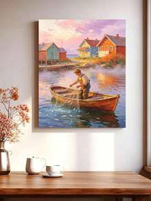 1pc Fisherman Theme DIY Digital Oil Painting, Canvas Art Painting For Adult Beginners, Wall Decor Home Decor, Holiday Gifts. - Sets - View 3