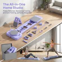Agilithor Multifunctional Foldable Pilates Machine, Home Pilates Core Training Bed With Resistance Band, Compact Yoga Exercise Equipment To Sculpt Your Abs, Hips, And Legs. - Purple - View 3