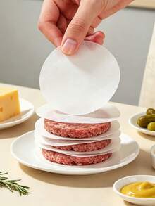 500pcs Round Food Wax Paper, Oil-Absorbing Meat Separator Paper, Burger Paper, Greaseproof Paper, Steamer Paper, Bun Liner Paper, Beef Patty Separator Paper, Food Liner, Double-Sided Greaseproof Non-Stick Paper/Silicone Oil Paper/Baking Oil Paper, 100/500/1000pcs - Multicolor - View 1