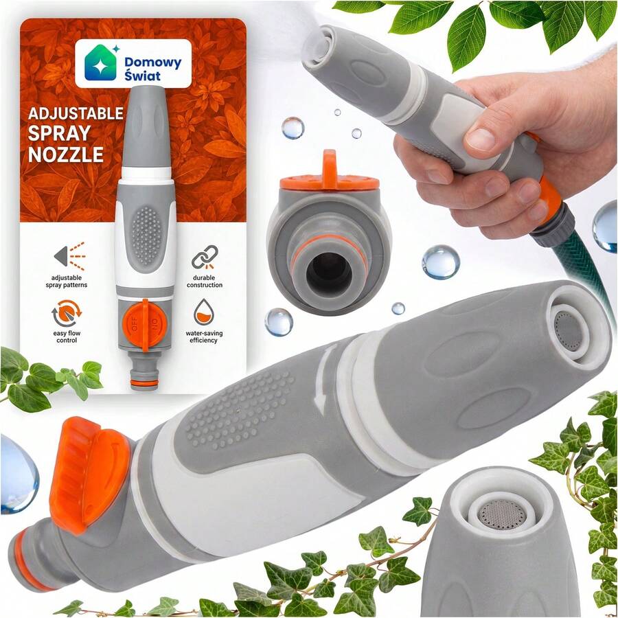Adjustable Garden Hose Spray Nozzle With Flow Control Valve, Straight Watering Sprayer With TPR Non Slip Grip And Quick Connector Nipple, Adjustable Water Pattern From Focused Stream To Fine Mist Ideal For Garden, Lawn And Plant Watering - View 1