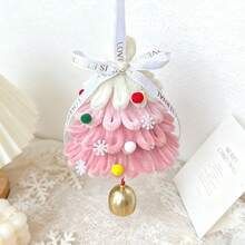Pink Cute Bell Flower Wreath DIY Christmas Tree Twist Wire Handmade Bell Christmas Tree Decoration Hanging Ornament Car Hanging Door Hanging Decor - Gradient Pink - View 7