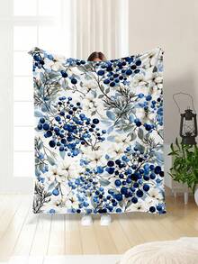 1pc Soft & Comfortable Modern Floral Pattern Flannel Blanket, 2D Printed Throw Blanket For Office Nap, Sofa & Bed Decor, Outdoor Camping Leisure, Gift Blanket For Family & Friends - Multicolor - View 10