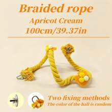 1pc Parrot Climbing Rope, Bohemian Style Woven Rope With Decorative Pom Poms And Leaf Ornaments, Built-In Steel Wire Flexible, Suitable For Parrots, Small Parrots And Other Parrots Interactive Chewing Toy, Applicable For Bird Cage Decoration And Pet Daily Play - A+B - View 6