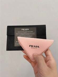 PRADA BEAUTY Pink Triangle Compact Pocket Mirror, Embossed Logo Mini Hand Mirror With Matching Fabric Pouch Portable Makeup Touch‑Up Mirror Luxury Gift For Women PRADA‑GIFT‑11 - Pink - View 9