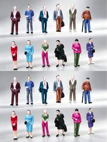 12/16pcs 1:42 Scale ABS Miniature Figure Model Set, 4cm/1.6in, Suitable For 3D Kits, Train Stations, Museums, Architecture & Landscape Displays, Easy To Store, Mini Scenes, Garden Decor, Mini Museums & Hobby Gifts, Suitable For Ages 14 And Up - 1:42 Scale Model - View 2