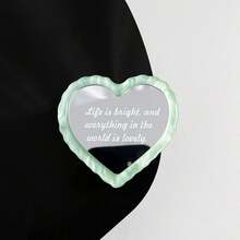 1pc English Heart Mirror Makeup Phone Stand Airbag Telescopic Phone Back Sticker Desktop Movie Watching Stand Portable - Multicolor - View 10