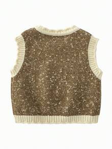 mini bala Cute Autumn Baby Girls Knit Sleeveless Vest Lovely Animal Pattern Soft Cozy Layering Sweater - Brown Tone - View 5
