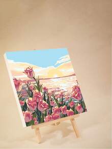成人数码油画，丙烯颜料，简易成人数码油画，适合初学者，DIY数码油画，可作礼物或家居墙面装饰，尺寸：20英寸宽 x 20英寸长 / 30英寸宽 x 30英寸长 - 藕粉色 - 查看 9