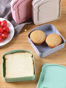 1-2pcs Portable Bamboo Fiber Lunch Box, For Toast, Bread, And Sandwiches, Suitable For School, Back To School, Or As A Christmas Gift - Multicolor - View 5