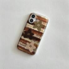 Autumn Foil Texture Brown Gradient Horizontal Stripes Star Pattern Silicone Full Coverage Shockproof Phone Case Compatible With Iphone 16 Pro Max, 14, 15 Pro, 12, 13, 11 - Multicolor - View 5
