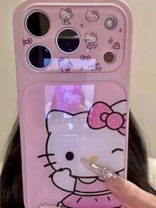 SANRIO 壓克力粉色手機殼，適用於 Apple 17 Pro Max、12/16 Pro、15 新機、14 大窗、13 Pro，全包可愛 17 Air 粉色格紋貓防摔保護殼 - 粉色 - 查看 3