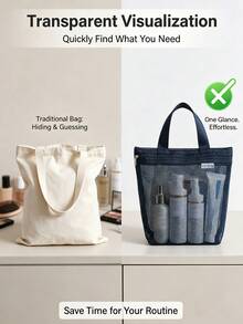 1/2pcs Mesh Toiletry Storage Bag, Zipper Closure, Large Capacity, Breathable Mesh, Suitable For Gym/Home/Travel/Beach, Multi-Scenario Storage Bag - Multicolor - View 6