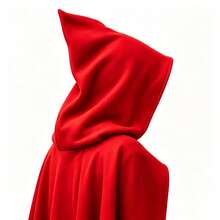 1pc Gothic Style Faux Deer Skin Velvet Hooded Loose Cloak, European And American Fashion Stage Performance Cosplay Steampunk Cape, Suitable For Holiday Parties - Red - View 3