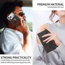 1pc Vintage PU Leather Flip Phone Case Compatible With Apple 18ProMax/18Pro/18/17e/17ProMax/16ProMax/16Pro/16Plus/15ProMax/15plus/13ProMax/13pro/ A5/ G06, Embossed Brand Logo Eaacaa Full Coverage Multi-Angle Protection Phone Cover With Multi-Card Slots And Wallet Function For Coins, Anti-Drop Anti-Theft Phone Case With Kickstand, Suitable For Men And Women For Daily Commute/Shopping - Black - View 9