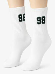 1/3 Pairs Random Men's Letter & Number Print Mid-Calf Socks, Collegiate Style Socks, NEW YORK Print Streetwear Socks, Comfortable Breathable Sports Compression Calf Socks - Multicolor - View 4