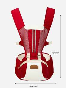 Baby Hip Seat Carrier, 4-In-1 Multi-Function Baby Carrier, Breathable Mesh, Pressure-Relieving Shoulder Straps, All-Season, For Outings, Strolling, Shopping, Travel, Baby Seat - Red - View 2