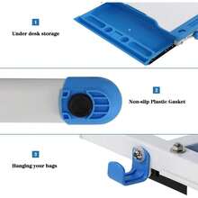 OffiClever Mesa de Estudiante Ajustable con computadora Inclinado, cajón de Almacenamiento Espacioso para estudiar Lectura y Dibujo, Color Azul - Azul - Ver 4