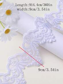 New Multicolor Lace Embroidery Bone Lace Tulle Fabric With Handmade Beaded Sequin Decor For Garments, Bridal Dresses, Accessory Supplies Material, Length: 91.4cm, Width: 12.5cm - Multicolor - View 31