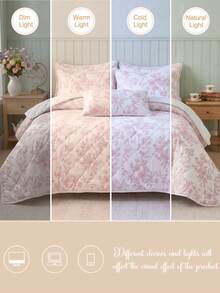 2/3pcs Pink Ruffle Edge Line Drawing Floral Branch Digital Print Bed Sheet Set (1pc Bed Sheet + 1/2pcs Pillowcases), Minimalist Design, Multi-Functional, Modern Minimalist Polyester Fabric, Soft And Comfortable - Multicolor - View 8