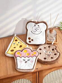 2pcs/4pcs Cartoon Food Shaped Hand Towels, Cute Toast, Cookie, Cupcake And Pizza Hand Towels, Absorbent And Hangable, Suitable For Home Kitchen - Multicolor - View 7
