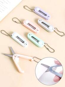 Colorful Mini Round-Tip Scissor Keychain,Portable Folding Craft Scissor Keychain,DIY Keychain Accessory,Bag Charm,Suitable Gift For Friends. - Multicolor - View 1
