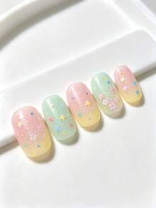 12格盒裝馬卡龍星花美甲亮粉，糖果色混色亮片，手工DIY可穿戴美甲裝飾配件 - 彩色 - 查看 3