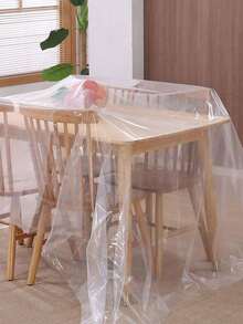 1pc Waterproof Plastic Furniture Dust Cover, Transparent Dust Film For Bed, Sofa, Cabinet, Table And Chair, Dust-Proof And Oil-Smoke Protection, Multi-Functional Plastic Protective Cloth, Dust-Proof Furniture Protective Cover - Multicolor - View 5