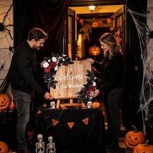 Halloween Flowers Welcome Sign Decoration With Skeleton And Eyeballs Realistic Artificial Flowers For Party Wedding Cafe - Q - View 6