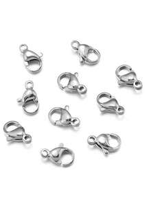 20/30/50 Pcs Fashion Stainless Steel White K Color Lobster Clasp, Suitable For DIY Bracelet, Necklace Connection, Handmade Accessories, Jewelry Materials - Silver - View 6