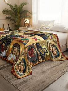 1pc Modern Minimalist Soft Comfortable Blanket, Animal Floral Pattern, Multi-Purpose Throw For Sofa, Bed And More, Outdoor Camping Leisure Blanket, Suitable For Home, Picnic, Travel, All Seasons Comfort, Gift Blanket For Family And Friends - Multicolor - View 5
