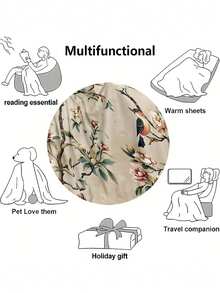 Soft And Comfortable Exquisite Printed Cute Animal Blanket, 2D Flat Print Pattern Multi-Purpose Blanket For Sofa, Bed And More, Outdoor Camping Leisure Blanket, Suitable For Home, Picnic, Travel, All Seasons Comfort, Modern Style, Polyester, Machine Washable - Multicolor - View 6