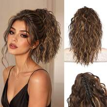 14 Inch Clip-In Ponytail Hair Extension, Curly Ponytail Hair Extension, Natural Lightweight Voluminous Synthetic Fiber Clip-In Ponytail For Women, Suitable For Daily Wear - Multicolor - View 1
