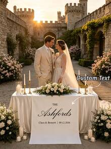 1pc Personalized Wedding Table Runner, Customizable Text, Suitable For Fashionable Wedding Reception And Special Occasions - Multicolor - View 1