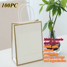 Halloween Christmas Gift 20/100pcs Small Kraft Paper Gift Bags With Handles, Kraft Paper Bags, Shopping Bags, Retail Bags, Gift Bags, Easy To Categorize, Convenient To Store, Suitable For Weddings, Party Gift Packaging - Vertical 15*8*21CM - View 12