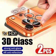 Protector de lente con impresión en pantalla, compatible con teléfono 11/12/13/14/15/16 Pro Max/17 Pro/17 Air/17 Pro Max, paquete de 2, película de vidrio templado para pantalla trasera completa y protector de lente de cámara, fácil instalación, compatible con modelos específicos - 2 piezas - Ver 40