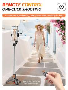 TOKQI Mini Selfie Stick With Auto Open Tripod,Wireless Bluetooth Wireless Remote Control, Detachable 360° Rotation Phone Holder,Extended Ground Stand Suitable For Smartphones Vlogging,Vacation,Travel,Holiday,Family Party,Recording,Shooting - TT22 - View 4